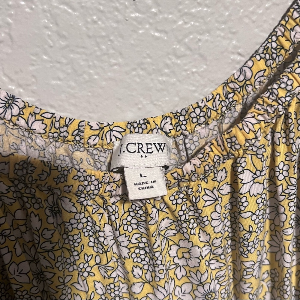 J. Crew Yellow Floral Puff-sleeve tiered midi dress - Picture 3 of 6